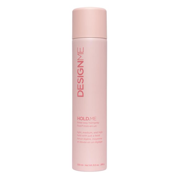 Laca para el cabello de tres vías HOLD.ME de DESIGNME | Laca para el cabello con opciones de fijación ligera, media y alta | Spray para el cabello de fijación extra con protectores térmicos y vitamina