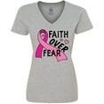 thumbnail image 3 of Inktastic Breast Cancer Awareness Faith Over Fear Women's V-Neck T-Shirt, 3 of 5