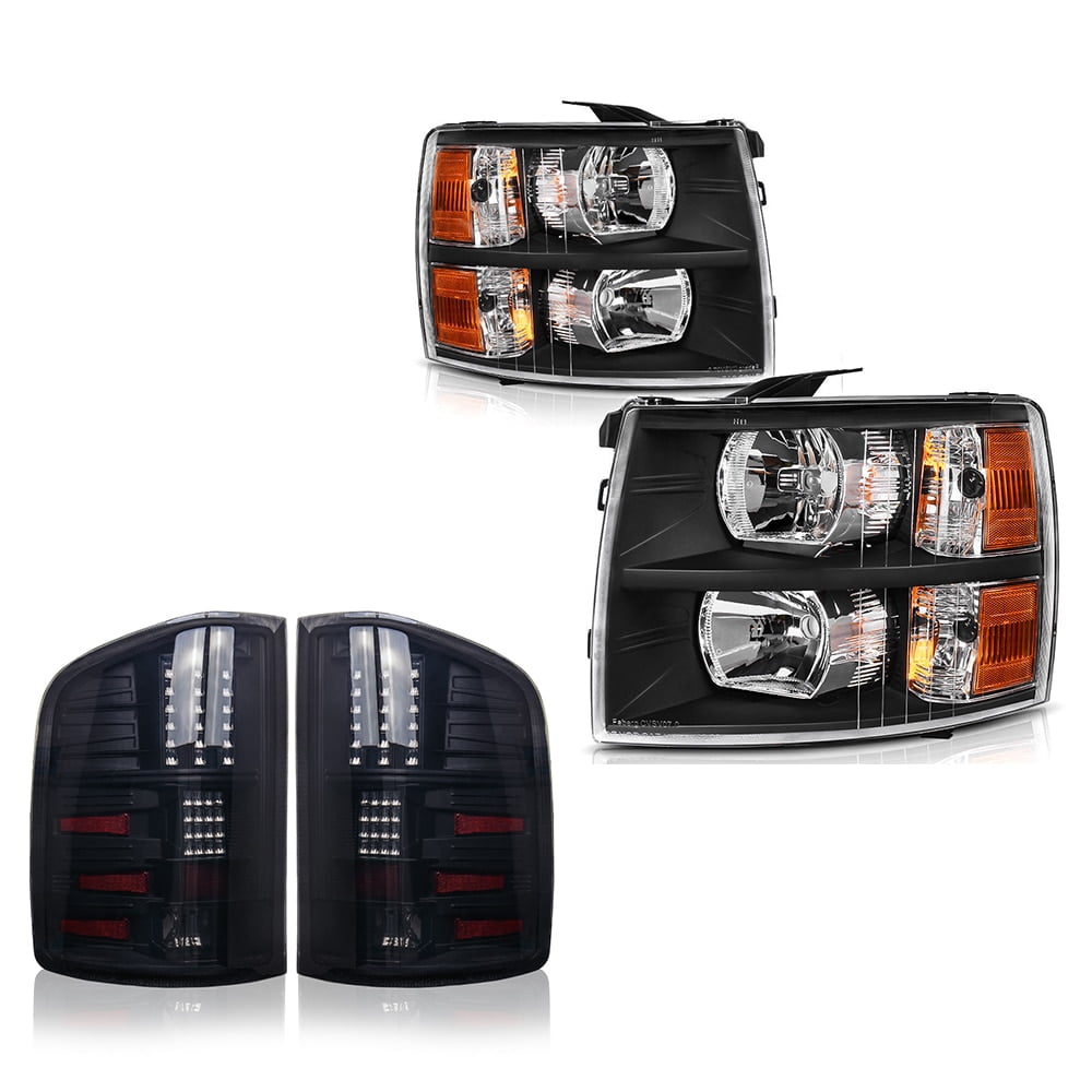 Black housing Headlights + Tail Lights Set For 20072013 Chevy