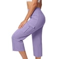 thumbnail image 4 of cocolona Women's Summer High Waist Cargo Capri Pants Casual Solid Color Stretch Loose Workout Yoga Cropped Pants with Pocket, 4 of 5
