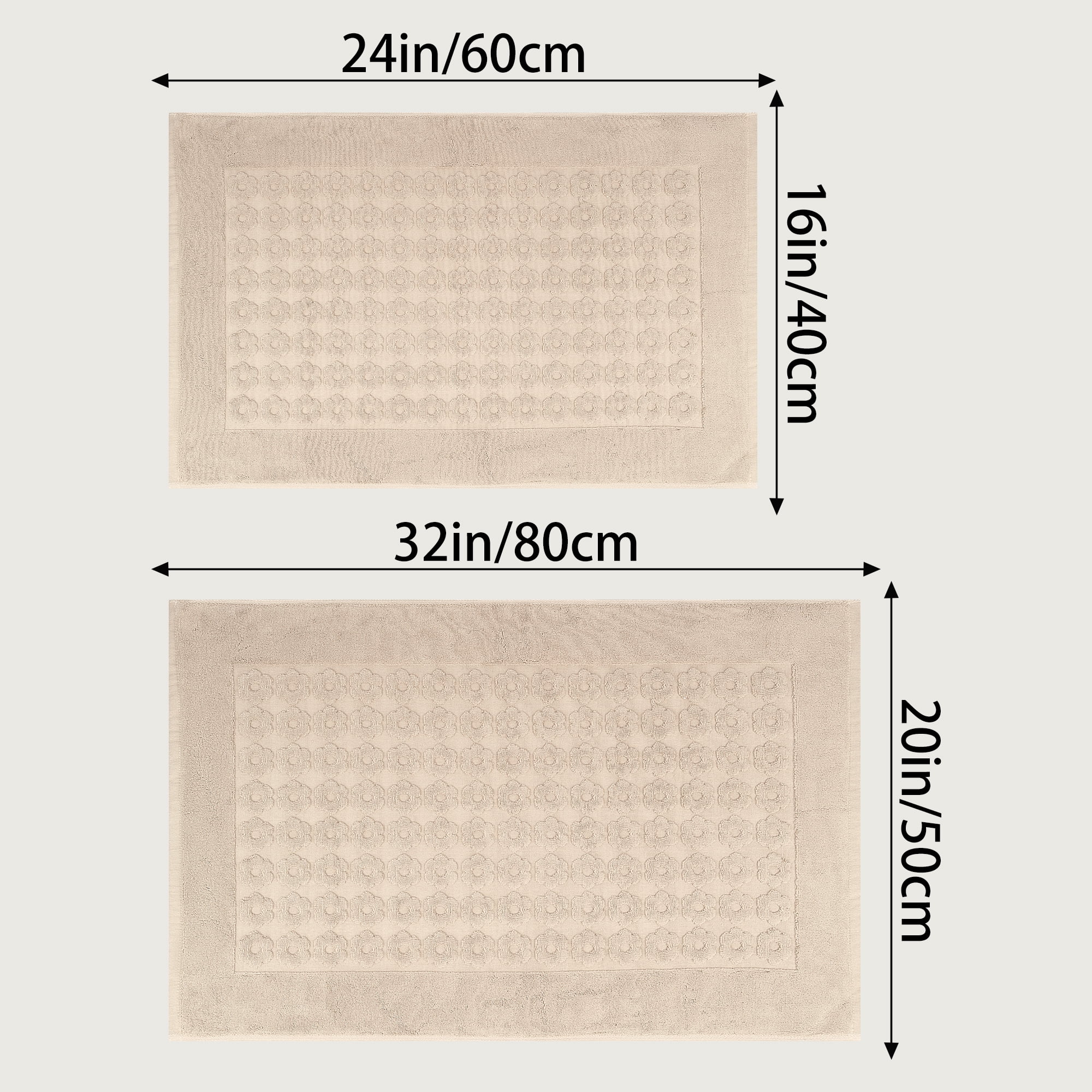 Unique Bargains Bath Rugs Towel Cotton Absorbent Hotel Shower Floor Mat Khaki 16" x 24"