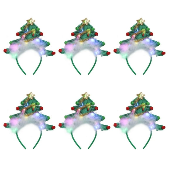 Festive LED Christmas Headbands Light Up Christmas Tree Hair Bands for Holiday Celebrations