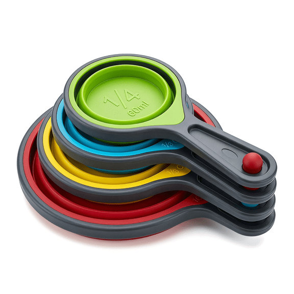 Collapsible Silicone Measuring Cups with 60ml/80ml/125ml/250ml - 4 PCS