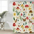 thumbnail image 2 of Small Stall Shower Curtain 36x72 Inch Narrow Half Size Red Mushroom Bath Curtains Bathroom Decor Spring Summer Floral Farmhouse Waterproof Fabric Shower Curtain Set with Hooks 36 Inch, 2 of 6