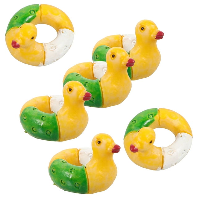 OULII 6Pcs Decorative Swim Rings for Plant Enthusiasts in Duck Shape and Minimalist Style