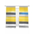 thumbnail image 2 of Abstract Gradient Sheer Curtains 63 Inches Long 2 Panels Blue Grey Yellow Stripe Light Filtering Semi Sheer Window Curtains Drapes for Bedroom Living Room 52"x63", 2 of 7
