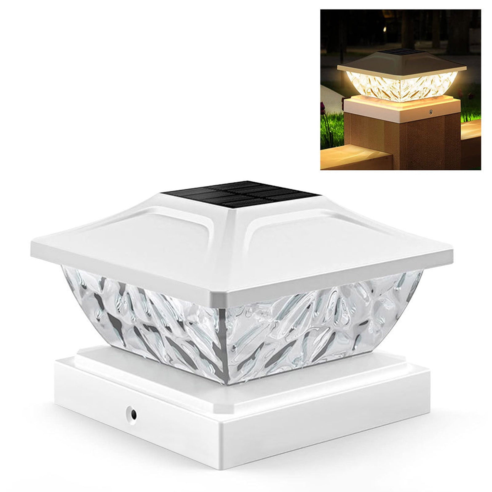 Weloille Outdoor Solar Post Light Modern LED Fence Deck Cap Light Solar Pillar Column Lamp for Flat Surface Patio Garden Decoration