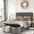 thumbnail image 4 of KOSSMAI Upholstered Tufted Strip Storage Bench Ottoman 45.5" For Living Room Bed Room Office Entry Gray, 4 of 9