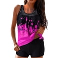 thumbnail image 3 of Two Piece Blouson Tankini Swimsuits for Women Mesh Rushed Modest Bikini Bottom Bathing Suits Loose Fit Swimwear, 3 of 9