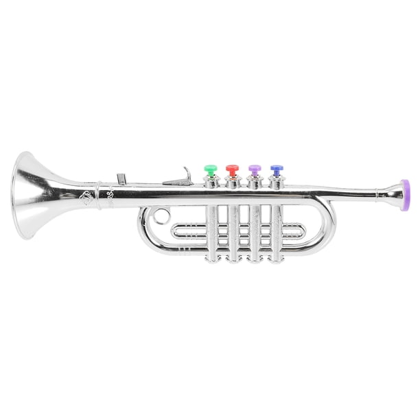 Instrumentos Musicales Para NiñOs Accesorios Para Representaciones Teatrales Infantiles Trompeta De Cuatro Tonos (Tablero De Trompeta BáSico) Plateado