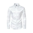 thumbnail image 2 of Gomelly Men Shirt Luxury Tops Casual Dress Mens Solid Party Satin Silk White XS, 2 of 5