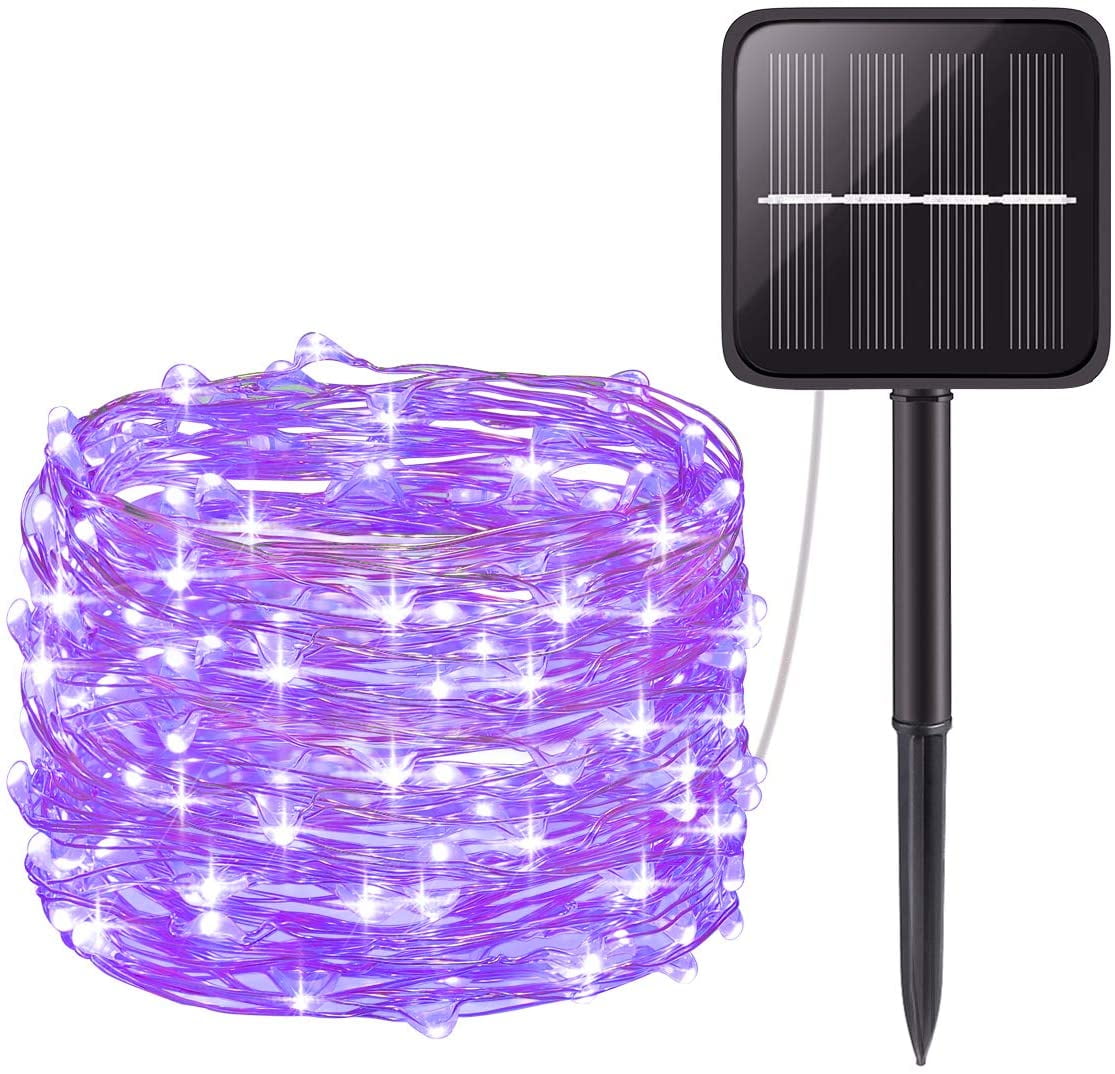 fairy lights 100 LED 39Ft/12M Waterproof Purple LED SOLAR Rope Lights!