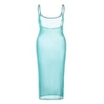 thumbnail image 3 of POINTERTECK Femmes Pure Mesh Spaghetti Robe Coupe Basse Voir à Travers des Robes Fendues Sans Manches Partie Maillots de Bain de Plage, 3 of 5