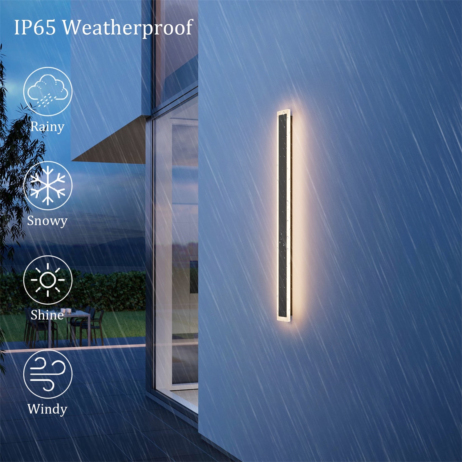 Ralbay 2 Pack 39.4in Outdoor Wall Light Long Modern LED Exterior Wall Sconce 3000K IP65 Waterproof Outdoor Wall Mount Lighting for Garage Porch