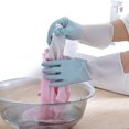 thumbnail image 3 of Double Spelled Pink, L-Doble Color Limpieza del Hogar Guantes para Lavar Platos Cocina Cepillo Cuenco Paño para Lavar Caucho Fino Durable Impermeable Plástico Espesante, 3 of 5