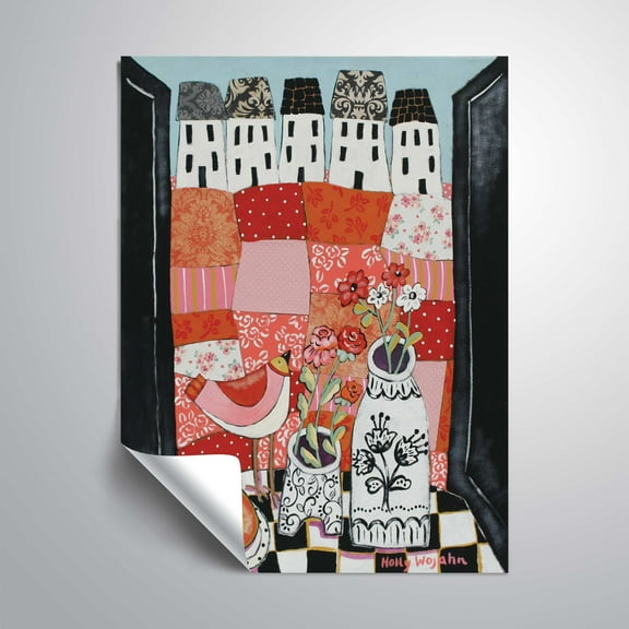 ArtWall Patchwork Landscape En Rose, Removable Wall Art Mural by Holly Wojahn