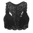 thumbnail image 3 of BZGTZT Women's Sexy Racerback Floral Lace Bra Plus Size Wire Free Padded V Neck Lace Bralette Sports Crop Top Underwear, 3 of 5