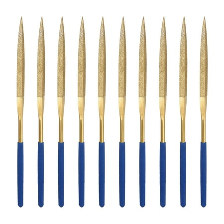 

Uxcell 3mm x 140mm Flat Triangle Files Diamond Needle File Set Titanium Plated 10pcs
