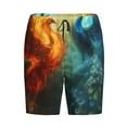 thumbnail image 3 of Picia Red And Blue Fire Peacock Pajama Shorts for Men, Men's Pajama Bottoms, Sleepwear,Short Pajama Pants-3X-Large, 3 of 9