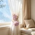 thumbnail image 6 of Linnome Faux Flower Jute Rope Curtain Tieback Handmade Bendable Fabric Flower Drape Holdback No Drill Decor for Living Room and Bedroom Boho Farmhouse Style 15.75x3.15in, 6 of 6