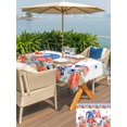 thumbnail image 5 of Outdoor Tablecloth with Umbrella Hole for Patio/Picnic/Party/Camping, Independence Day Waterproof Table Cloth Rectangle Table Cover Washable, Gnomes American Flag Country Floral Blue Plaid (60"x 84"), 5 of 9