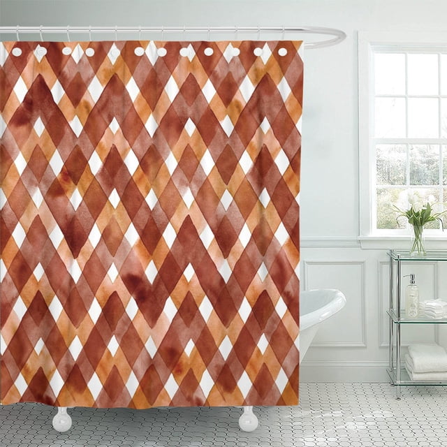 Cortina de Ducha ABPHQTO Poliéster Vichy Colores Café Oscuro 152x180 cm