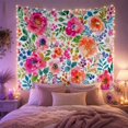 thumbnail image 2 of Peonies and Roses Against White Background Serene Watercolor for Plant Lovers Botanical Garden Scene Art Housewarming Gift Tapestry Wall Hanging for Bedroom and Living Room, 2 of 7