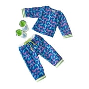 My Life As 3-Piece Butterfly Pajamas & Slippers Set, Purple & Blue