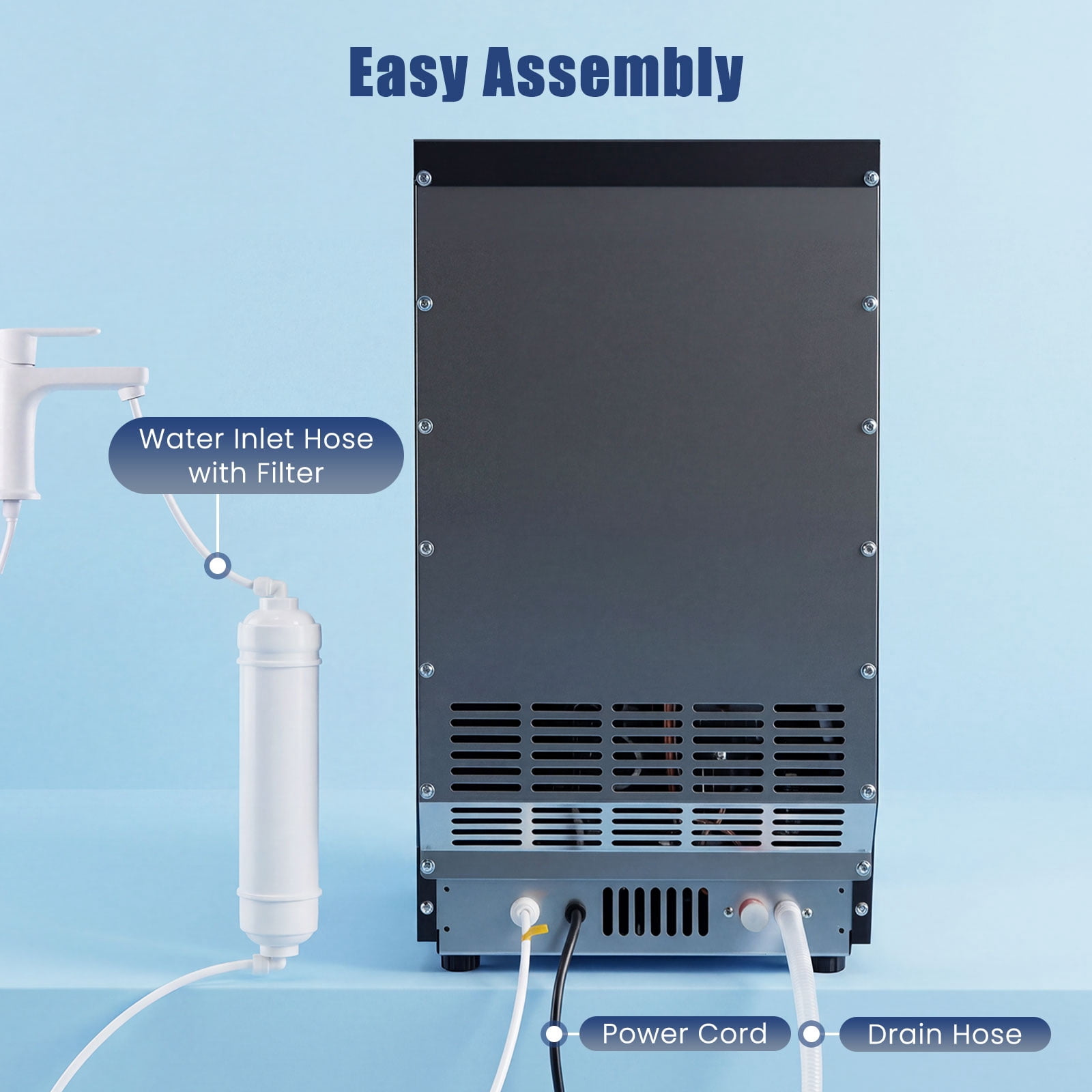 Costway Commercial Nugget Ice Maker, 90 LBS/24H Freestanding Undercounter Ice Machine