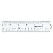Westcott 6" Acrylic Ruler, Imperial, Metric, Clear, 0.04 lb., for Office, High School, 1 Count