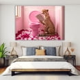 thumbnail image 4 of Mudket Framed Cheetah Reading Newspaper on Pink Toilet Canvas Wall Art, Funny Leopard Print Bathroom Wall Decor, Cute Animal Wall Art Ready to Hang - 12"L x 8"W, 4 of 10