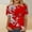 Red, variant on HOMBOM Womens Hawaiian Tops Summer Tunic Tops Short Sleeve Beach Floral Soft T Shirts for Women Crewneck