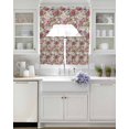 thumbnail image 3 of Pink Spring Floral Swag Kitchen Curtains Sets for Windows 24 Inch Length, Vintage Summer Botanical Short Window Curtain Panels Swags Valances and Tiers 3 Piece Set for Cafe/Dining Room, 3 of 5