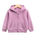 thumbnail image 4 of Otqutp Children Warm Winter Coat Toddler Kids Baby Outwear Long Sleeve Round Neck Solid Color Jacket Zipper Hooded Windproof Coats for Girls Boys(Purple,9-10 Years), 4 of 5