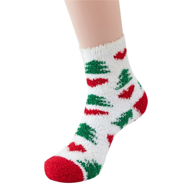GDREDA Wool Socks Womens Warm Christmas Fashion Windproof Printing Mid Tube Socks Long Tube Clear,