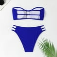 thumbnail image 6 of Women Swimsuits Swimwear Tankini Set Strapless Bikini Top With High Waisted Bottom Summer Beach Vacation 2Pcs Bathing Suit Blue S, 6 of 7