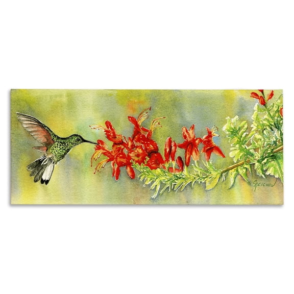 Stupell Industries Traditional Quick Sip Hummingbird Canvas Art, 24 x 10, by Christine Reichow