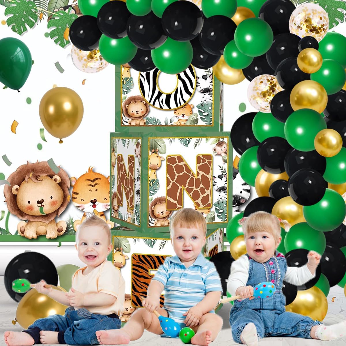 Dark Green Black Gold Balloon Garland Arch - Emerald Green Balloons Metallic Gold Confetti Balloons Super Football Balloons for Forest Camo Birthday Wedding Graduation Retirement Party Decorations