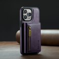 thumbnail image 3 of Funda de teléfono de cuero para iPhone 15, 14, 13, 12, 11 Pro Max, billetera de lujo, montaje en coche, carga inalámbrica supermagnética, 3 of 5