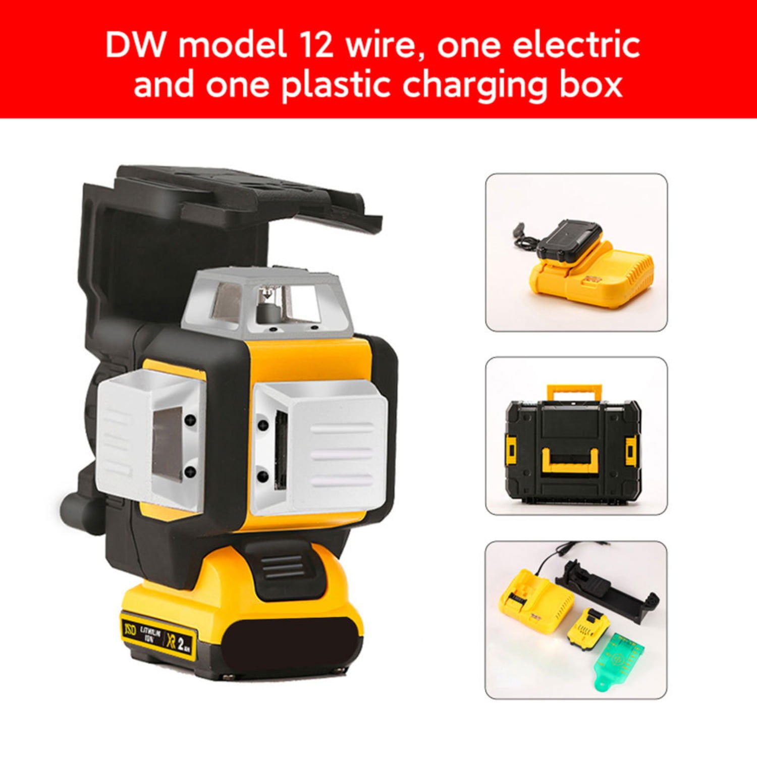 High-Precision Laser Level with Infrared - 12-Line Green Beam, Strong Light & Thin Line, Auto-Leveling for Indoor/Outdoor Wall & Floor Installation
