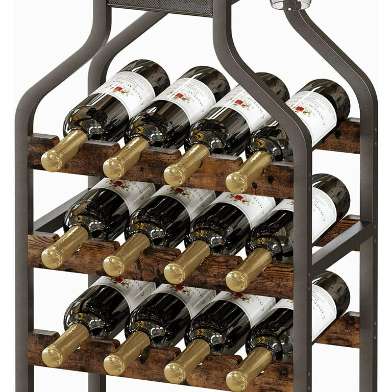Metal Wine Rack Wine Bottle Holders Stands Freestanding Floor,Wine Storage  Organizer Display Rack Table Wine Glass Rack for Bar Kitchen Dining Living 