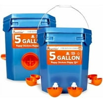 5 Gallon Chicken Feeder and Waterer Set Bucket, Automatic Chicken Waterer, No Waste Poultry Feeder, Hanging Poultry Water Kit with Cups and Feeding Ports, Chicken Coop Accessories, 44Pound / 5Gal