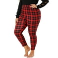 thumbnail image 4 of MODA NOVA Juniors' Plus Size Check Leggings Plaid Skinny Loungewear 4X Red, 4 of 5