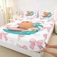 thumbnail image 4 of Erosebridal Cartoon Surfing Capybara Bed Sheets,Kawaii Rodent Animal King Sheets For Kids 4-Piece, 4 of 6