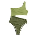 thumbnail image 3 of FhsagQ Swimsuit Sets for Women Crotchless Ladies Fashion Solid Color Bikini Swimsuit Womens Swimsuit Sets Crotchless Pantie Swimsuit Sets for Women with Robe Green L, 3 of 6