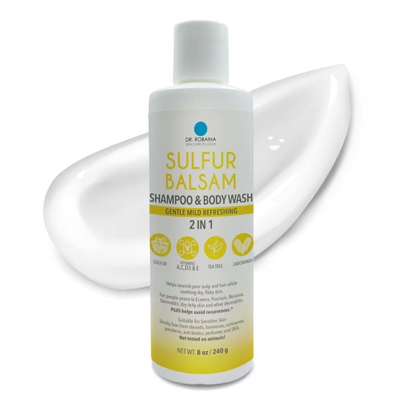 Sulfur Balsam Shampoo & Body Wash Daily Head to Toe Cleanser Dr Robaina