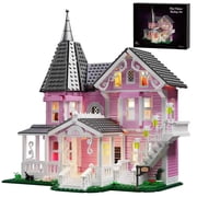 Pink Palace Apartment Building Block Set Halloween House Toys Haunted House Christmas Gifts Decoration for Friends and Family(1349PCS)