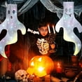 thumbnail image 2 of PULLIMORE 43" Halloween Easter Ghost Windsocks Flag with Multicolour Light string, Super Large Halloween Ghost Hanging Decorations Funny Expression Decor Party Supplies (Style A), 2 of 10