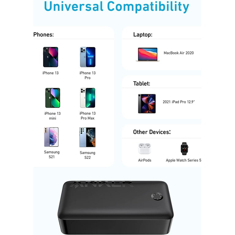 Anker Portable Charger, Power Bank, 40,000mAh 30W Battery Pack with USB-C High-Speed Charging, for MacBook, iPhone iPhone 15/15 Plus/15 Pro/15 Pro Max, iPhone Series, Samsung Galaxy, iPad black - Walmart.com Anker Portable Charger, Power Bank, 40,000mAh 30W Battery Pack with USB-C High-Speed Charging, for MacBook, iPhone iPhone 15/15 Plus/15 Pro/15 Pro Max, iPhone Series, Samsung Galaxy, iPad black - Walmart.com