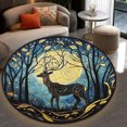 thumbnail image 4 of Round Area Rug, Deer2 Nature Pattern Non-Slip Floor Mat, Soft Washable Carpet for Living Room Bedroom Decor 24 Inch, 4 of 6